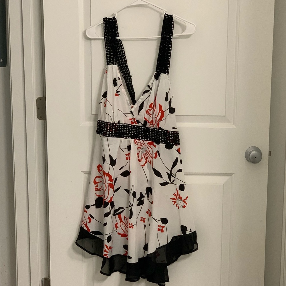 Rosegal Cross Strap Flower Tunic - 2x